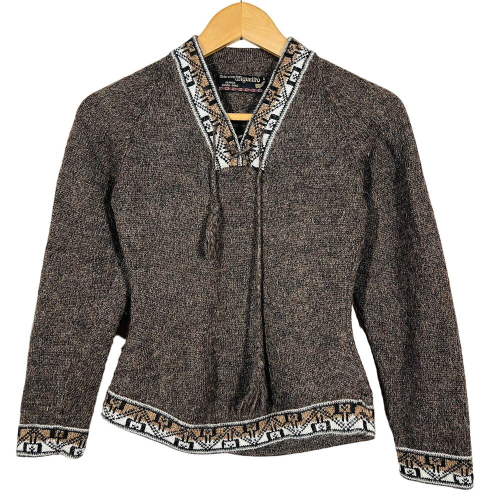 Arte Vivo Miguelito Kids Alpaca Sweater  Pullover Knit Casual Brown - S